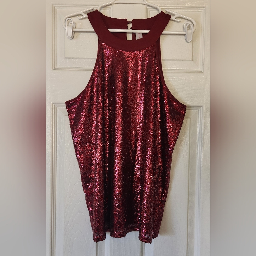 Burgandy Sequin Top